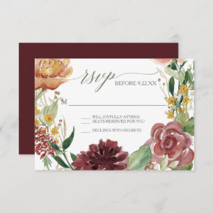 RSVP Response Fall Chrysanthemum Blush Roses Invitation
