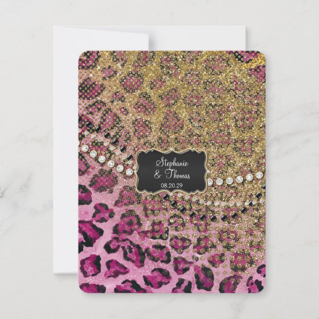 RSVP Response Hot Pink Gold Leopard Animal Print (Front)