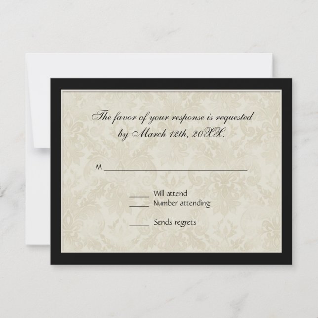 RSVP Response, Impressionist Cream Pink Roses Card (Front)