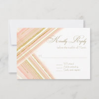 RSVP Response Modern Lines Art Deco Faux Gold