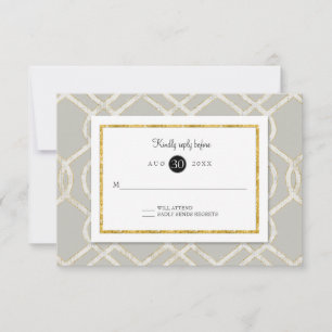 RSVP Response Modern Trellis Lattice Pattern Gold