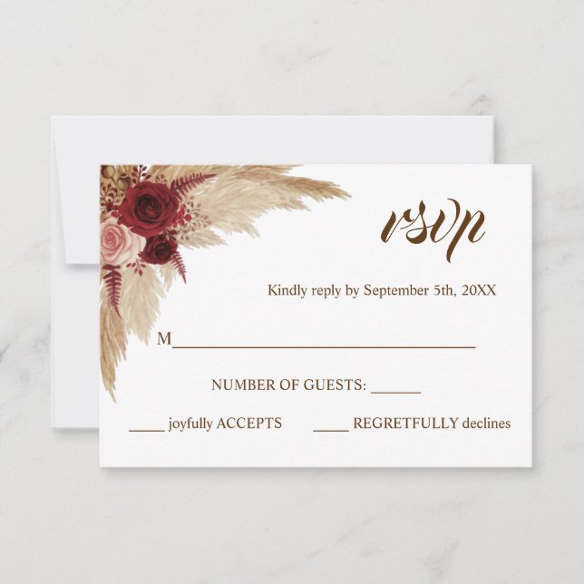RSVP response Pampas Grass Wedding card (Front)