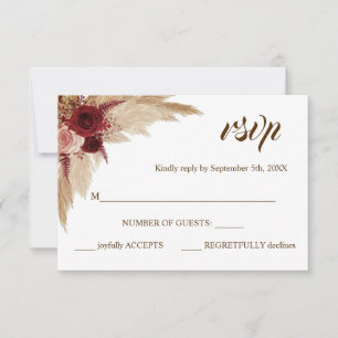 RSVP response Pampas Grass Wedding card