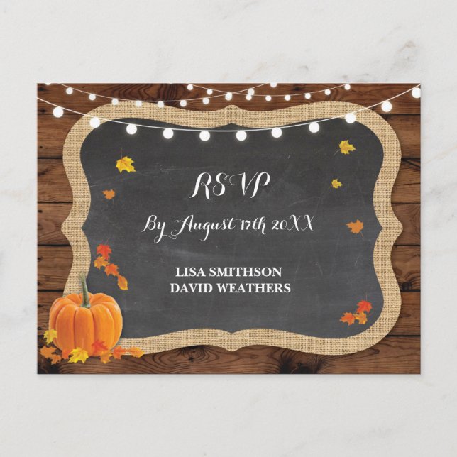 RSVP Response Pumpkin Fall Wedding Postcard (Front)