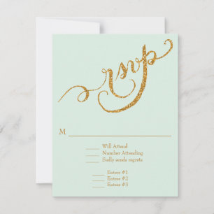 RSVP Response Script Forever in Love Gold Glitter