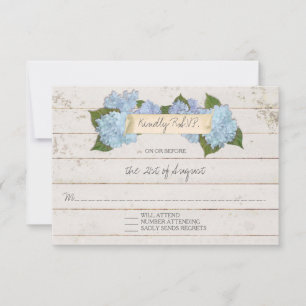RSVP Response Shiplap Wooden Board Blue Hydrangea