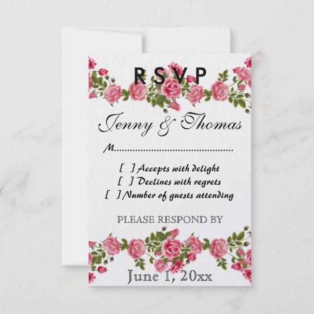 RSVP  Response Shower Wedding Roses Destiny (Front)