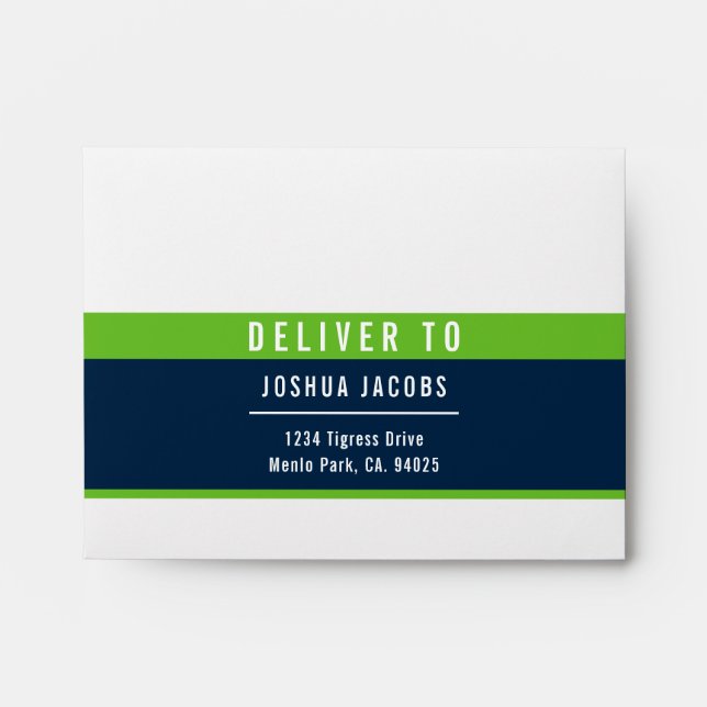RSVP RETURN ADDRESS modern nfl green navy blue Envelope (Front)