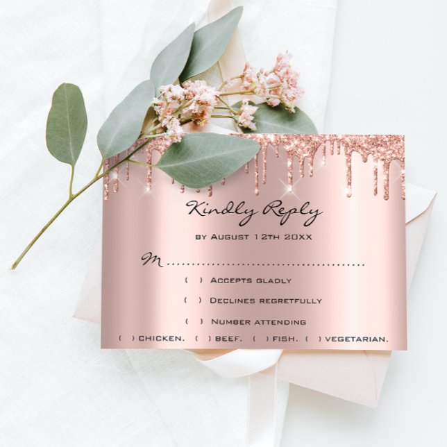 RSVP Rose Weddin Glitter Bridal Shower Black Drips (RSVP Rose Weddin Glitter Bridal Shower Black Drips)