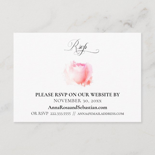 *~* RSVP Rose Wedding Floral Website Enclosure Card (Front)