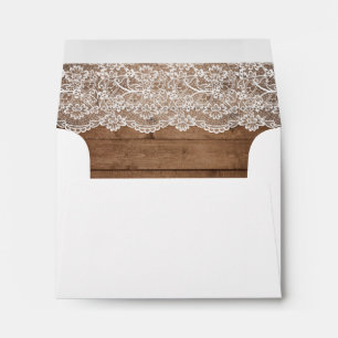 RSVP - Rustic Country Barn Wood Lace Pattern Envelope