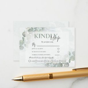 RSVP Rustic Eucalyptus Sage Green Wedding Enclosure Card