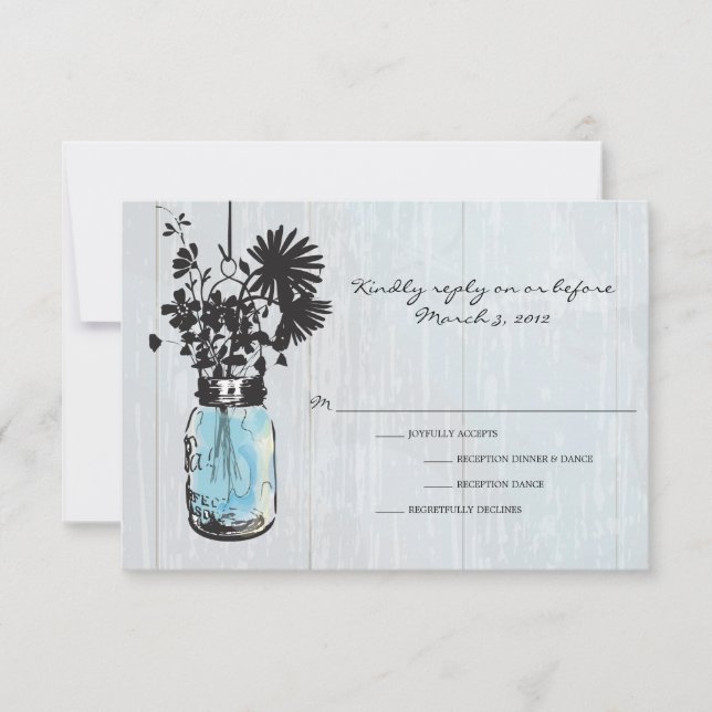 RSVP Rustic Hanging Mason Jar Wedding (Front)