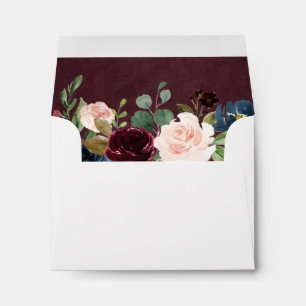 RSVP - Rustic Reddish Burgundy Blush Floral Envelope