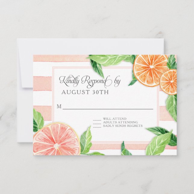 RSVP Rustic Striped Citrus Pink Grapefruit Oranges Card (Front)