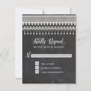 RSVP Rustic Vintage Lace Chalk Script Typography Card