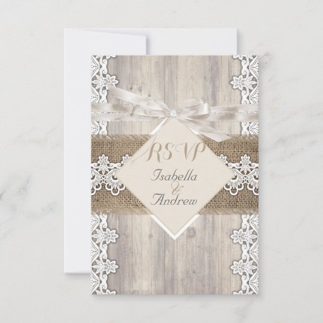 RSVP Rustic Wedding Beige White Lace Wood AB (Front)