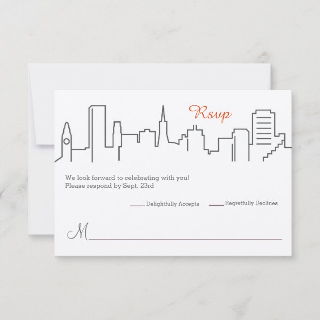 RSVP San Francisco Skyline Wedding Invitation (Front)