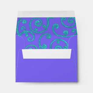 RSVP Scroll Pattern Aqua Envelope