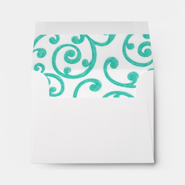 RSVP Scroll Pattern Aqua Envelopes (Back (Bottom))