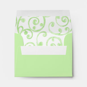 RSVP Scroll Pattern Envelope Green