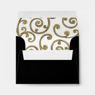 RSVP Scroll Pattern Gold Envelope