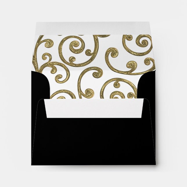 RSVP Scroll Pattern Gold Envelope (Back (Bottom))