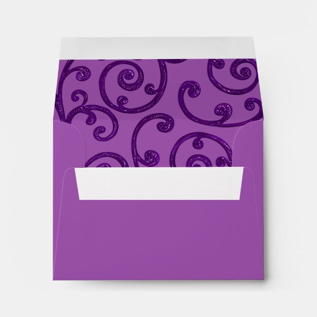 RSVP Scroll Pattern Purple Envelope (Back (Bottom))