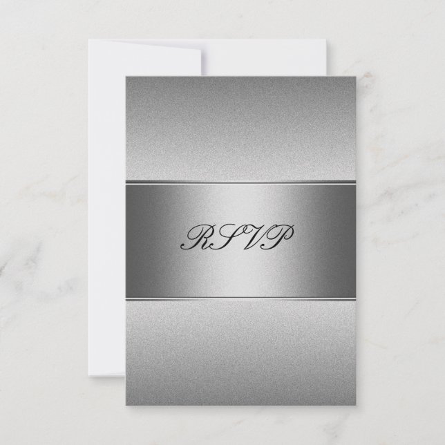 RSVP Silver Grey Metal Black 21st Birthday (Front)