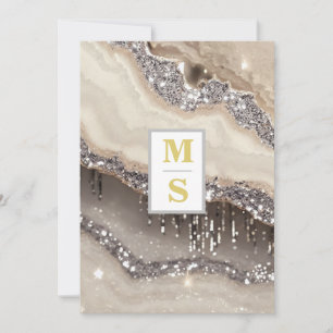 *~ RSVP SILVER IVORY Initials AR66 QR Wedding Invitation