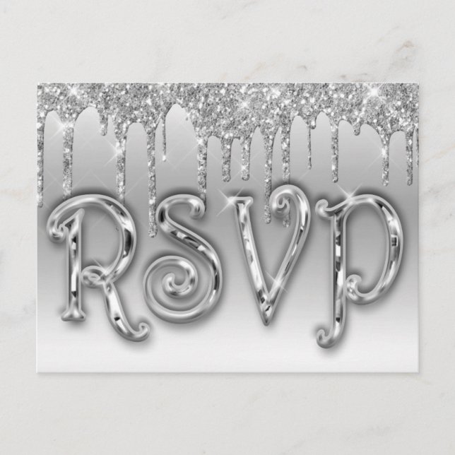 RSVP Silver Luxury Invitation Postcard (Front)