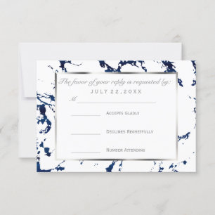 RSVP  Silver, Navy Blue and White Card