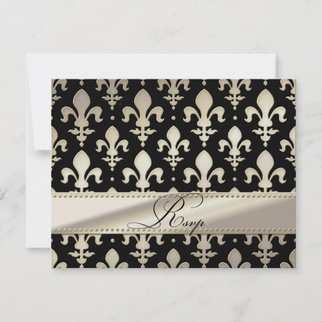 RSVP Silver Wedding Anniversary, Fleur de Lis Card (Front)