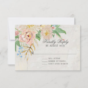 RSVP Simple Eucalyptus Leaf Floral Rose Marbled Card