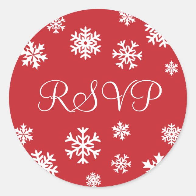 RSVP Snowflakes Envelope Sticker Seal (Front)