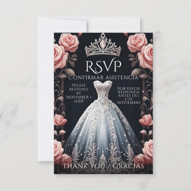 RSVP Spanish Quinceañera Rosas Card (Front)
