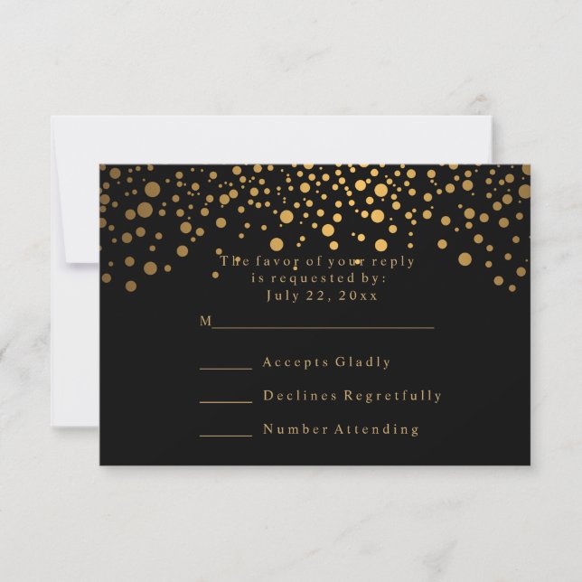 RSVP Stylish Confetti Gold Dot Wedding (Front)
