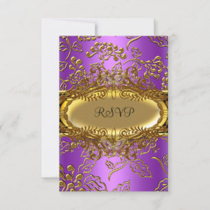 RSVP Sweet Sixteen 16 Damask Purple Gold Black Card