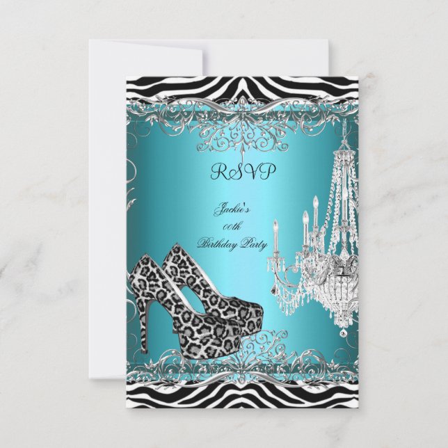 RSVP Teal Blue Zebra Leopard Print Party Shoes (Front)