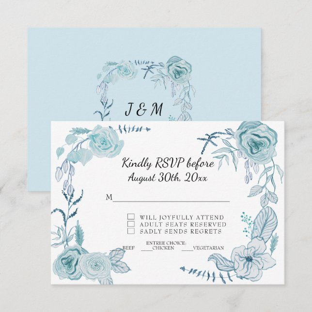 RSVP Terra Cotta Pink Watercolor Floral Wedding Invitation (Front/Back)