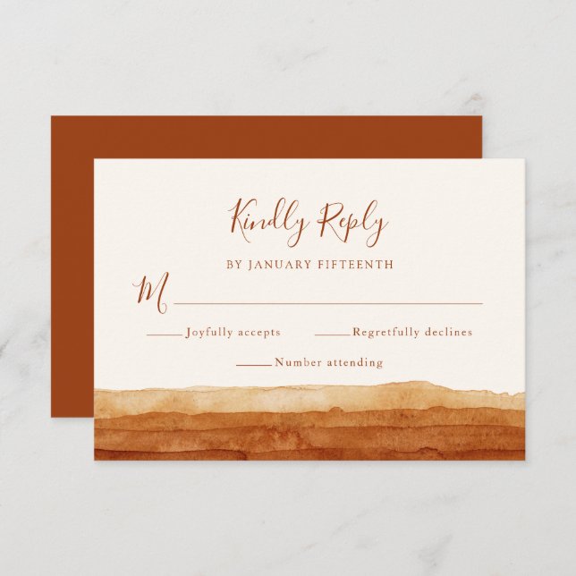 RSVP Terracotta Abstract Desert Wedding  (Front/Back)