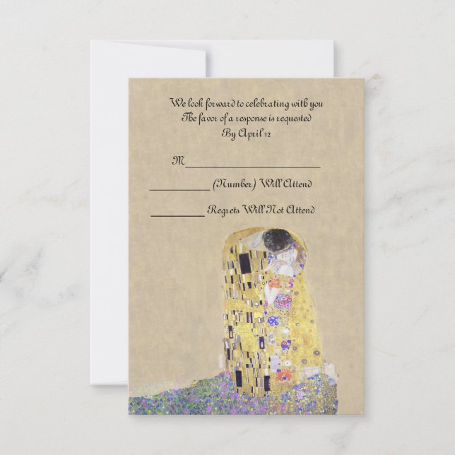 RSVP "The Kiss" Golden Wedding Anniversary Klimt Card (Front)