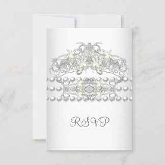 RSVP Tiara Silver White Pearl Diamond Card