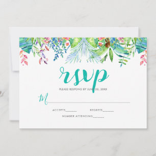 RSVP Tropical Flowers & Modern Typography Invitation