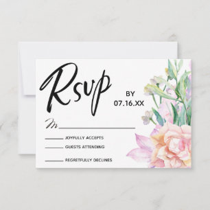 RSVP Typography w/ Artistic Watercolor Florals Card