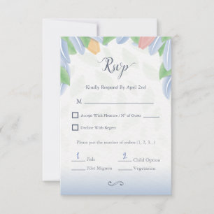 RSVP - Vectorial Tulip With Leaves In Cold Color Card