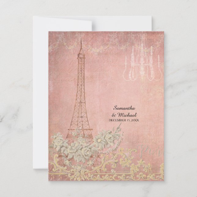 RSVP Vintage Paris Parisian Stylish Wedding (Front)