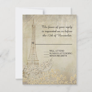 RSVP Vintage Paris Parisian Stylish Wedding Card