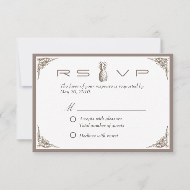 RSVP | Vintage Pineapple Elegant Wedding Response (Front)