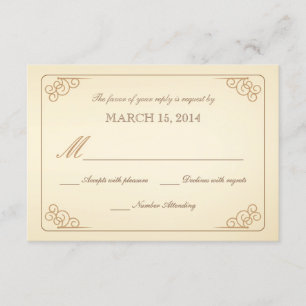 RSVP Vintage Scrolls Modern Wedding Reply Card